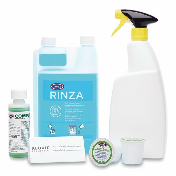 K-Cup Pod Brewer Deep Cleaning Kit, 4 oz Comp Cafe, (3) 32oz Rinza, (15) Cleaning Cups, Spray Bottle, Keurig, Mfr#: 5000359703