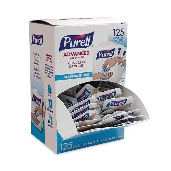 Advanced Hand Sanitizer Single Use, 1.2 mL, Packet, Clear, PK125, Purell, Mfr#: 9630-125NS-BX