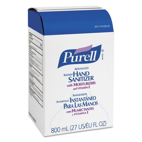 Advanced Gel Hand Sanitizer, Bag-in-Box, Unscented, 800mL Refill, PK12, Purell, Mfr#: 9657-12