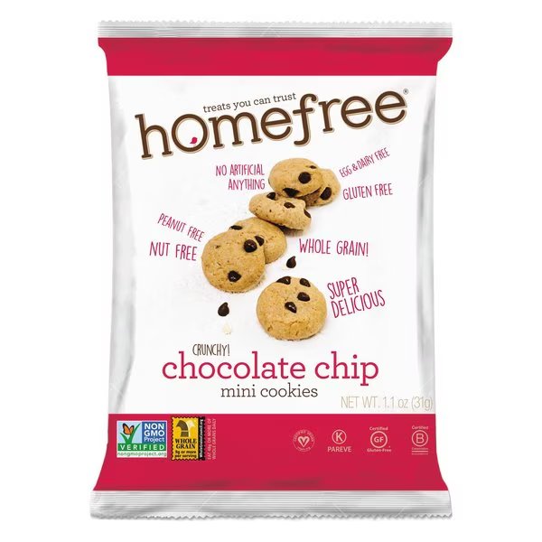 Gluten Free Chocolate Chip Mini Cookies, 1.1 oz Pack, PK30, Homefree, Mfr#: LGFMCC30
