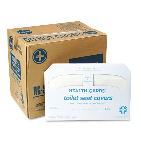 Health Gards Toilet Seat Covers, 14.25 x 16.5, White, PK5000 PK, Hospeco, Mfr#: HG-5000
