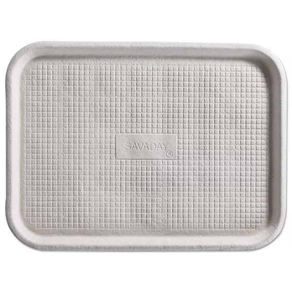 Savaday Molded Fiber Flat Food Tray, White, 12x16, PK200, Chinet, Mfr#: 20803