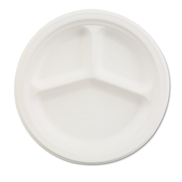 Paper Dinnerware, 3-Comp Plate, 9 1/4" dia, White, PK500, Chinet, Mfr#: 21228
