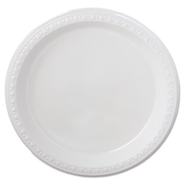 Heavyweight Plastic Plates, 9" Diameter, White, PK500, Chinet, Mfr#: 81209