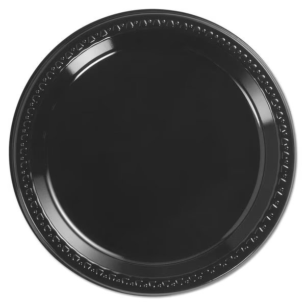 Heavyweight Plastic Plates, 9" Diamter, Black, PK500, Chinet, Mfr#: 81409