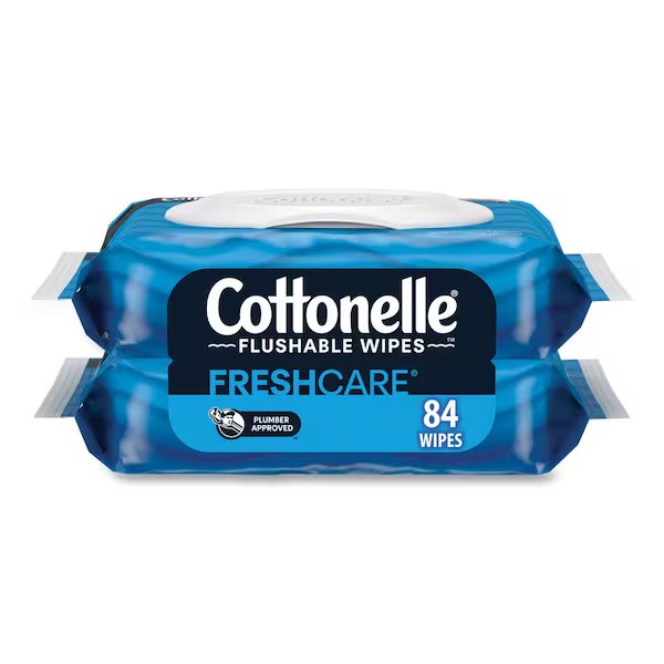 Fresh Care Flushable Cleansing Cloths, White, 3.73 x 5.5, 84/Pack, PK8, Cottonelle, Mfr#: KCC 35970CT