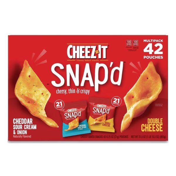 Snap'd Crackers Variety Pack, 0.75oz, PK42, Cheez-It, Mfr#: 2410011500