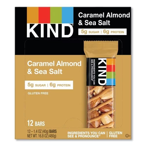 KIND Nut/Spice Bar, Caramel Almond & Sea Salt, 12 PK, Kind, Mfr#: 18533