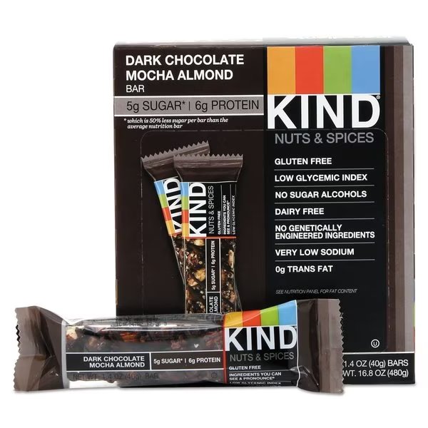 KIND Nuts/Spices Bar, Chocolate Mocha Almond, 12 PK, Kind, Mfr#: 18554