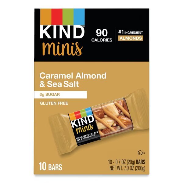 Minis, Caramel Almond Nuts/Sea Salt, 0.7 oz, PK10, Kind, Mfr#: 27960