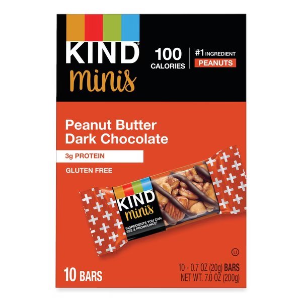 Minis, Peanut Butter Dark Chocolate, 0.7 oz, PK10, Kind, Mfr#: 27961