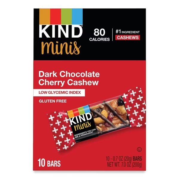 Minis, Dark Chocolate Cherry Cashew, 0.7 oz, PK10, Kind, Mfr#: 27962