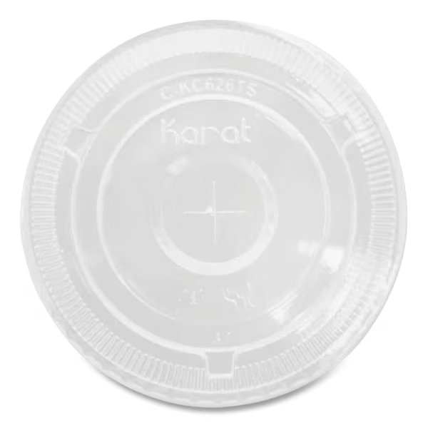 PET Lids, Flat with Straw Slot, Fits 32 oz Cold Cups, Clear, 500PK, Karat, Mfr#: C-KC107TS