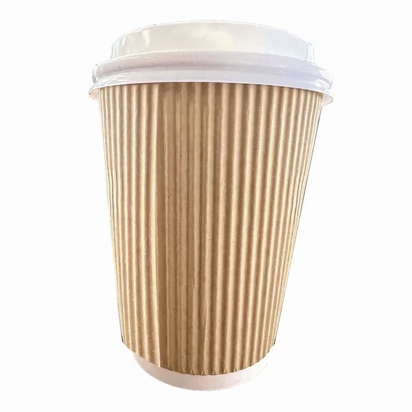Ripple Hot Cups, 8 oz, Kraft/White, 500PK, Karat, Mfr#: C-KRC508