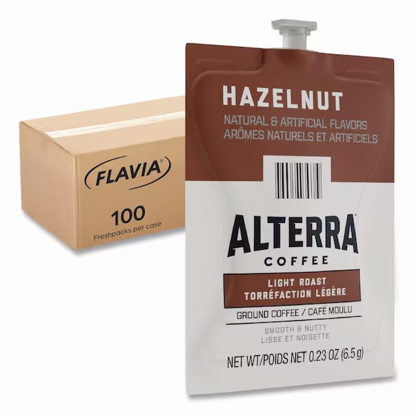 Alterra Hazelnut Coffee Freshpack, Hazelnut, 0.23 oz Pouch, 100PK, Flavia, Mfr#: 48011