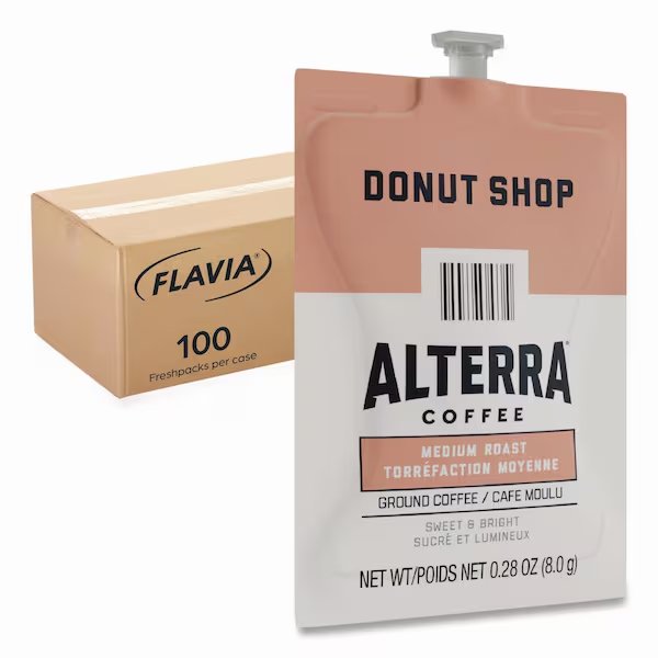 Alterra Donut Shop Coffee Freshpack, Donut Shop, 0.28 oz Pouch, 100PK, Flavia, Mfr#: 48019