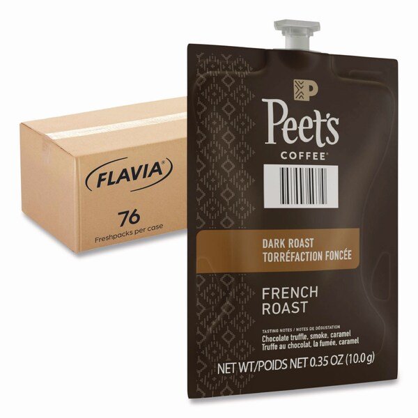 Peet's French Roast Coffee Freshpack, French Roast, 0.35 oz Pouch, 76PK, Flavia, Mfr#: 48036