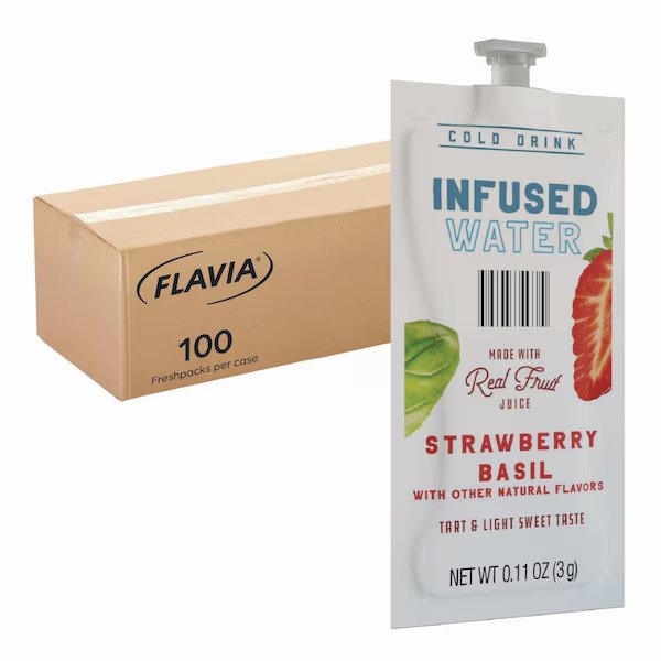 Strawberry Basil Infused Water Freshpack, Strawberry Basil, 0.11 oz Pouch, 100PK, Flavia, Mfr#: 48053