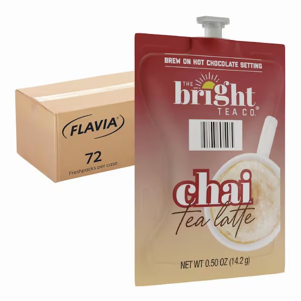 The Bright Tea Co. Chai Tea Latte Freshpack, Chai Latte, 0.5 oz Pouch, 72PK, Flavia, Mfr#: 48055
