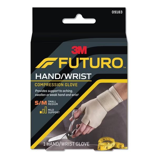Energizing Support Glove, Small/Medium, Fits Palm Size 6.5 in. - 8.0 in., Tan, Futuro, Mfr#: 09183EN
