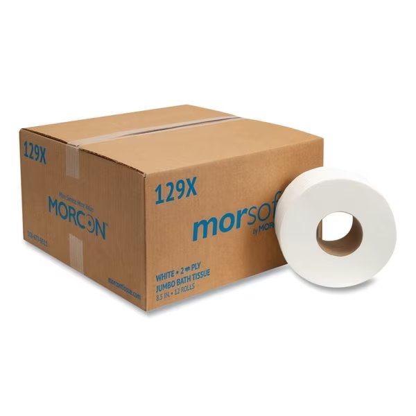 Morsoft, Jumbo, Continuous Sheets, White, 12 PK, Morcon Paper, Mfr#: MOR 129X