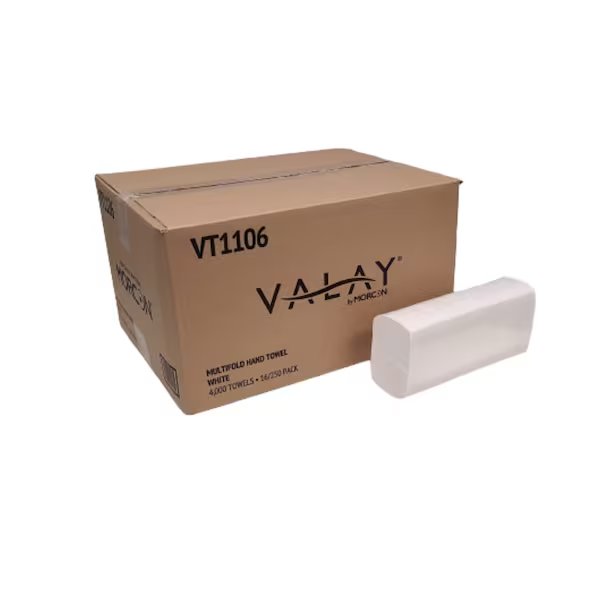 Valay Multi-Fold Towels, 1-Ply, 9.05 x 9.25, White, 250 Towels, 16PK, Morcon Tissue, Mfr#: VT1106