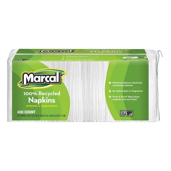 Napkins, Lunch, 2400/Count, White, PK2400, Marcal, Mfr#: 6506