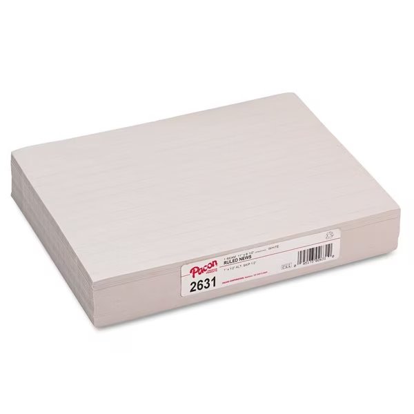 Newsprint Paper, White, Skip-A-Line, PK500, Pacon, Mfr#: 2631
