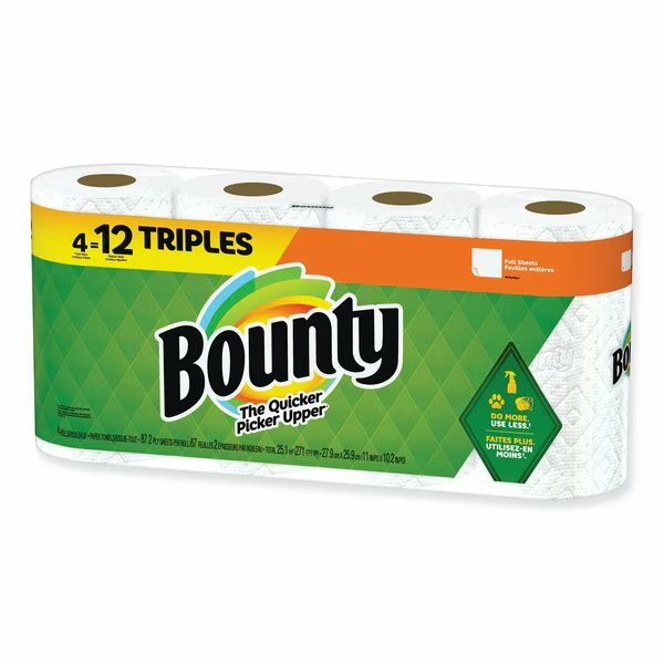 Kitchen Roll Paper Towels, 2-Ply, White, 10.5 x 11, 87 Sheets/Roll, 24PK, Bounty, Mfr#: 80374730