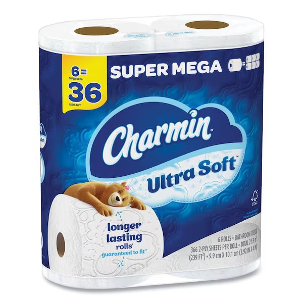 Ultra Soft Bathroom Tissue, Septic-Safe, 2-Ply, White, 336 Sheets/Roll, 18PK, Charmin, Mfr#: 08473
