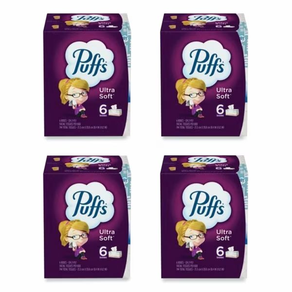 Ultra Soft Facial Tissue, 2-Ply, White, 124 Sheets/Box, 24PK, Puffs, Mfr#: 80337307