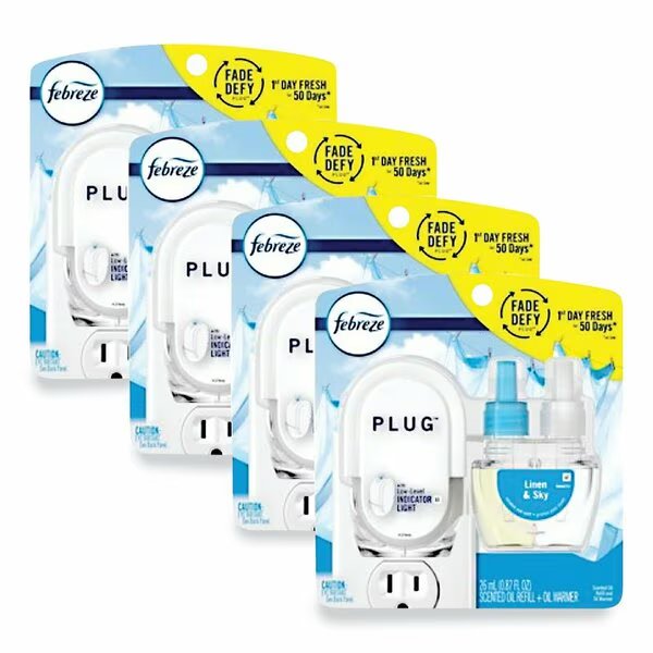 PLUG Air Freshener Warmer Start Kit, 6.54 x 2.99 x 5.98, Clear/White, 4PK, Febreze, Mfr#: 80336027