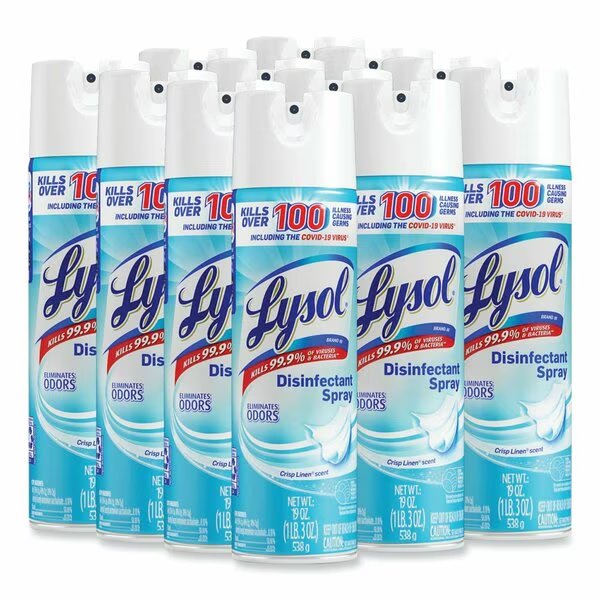 Cleaners & Detergents, Aerosol Spray, Crisp Linen, 12 PK, Lysol, Mfr#: 19200-79329