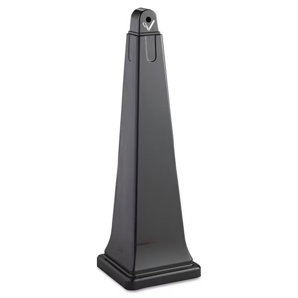 Cigarette Waste Collector, Pyramid, 1 gal, Plastic/Steel, Black, Rubbermaid Commercial, Mfr#: FG257088BLA