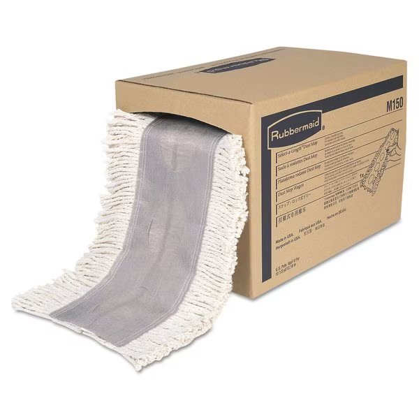 5 in Cut-End Dust Mop, White, Cotton, Rubbermaid Commercial, Mfr#: FGM15000WH00