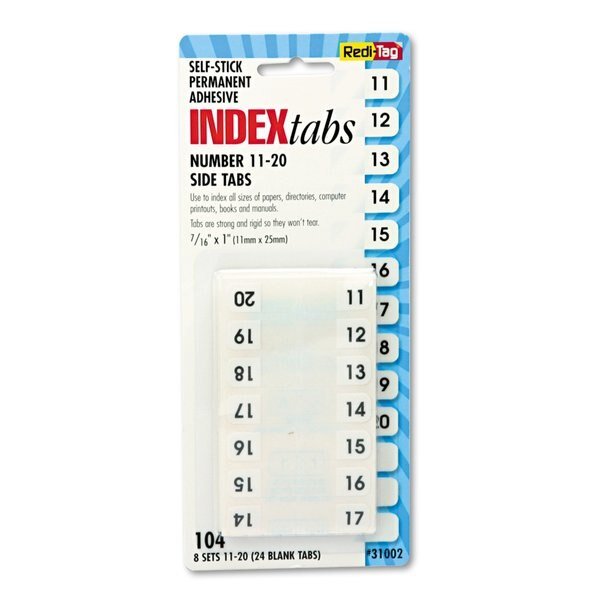 Side Tab, 11-20, White, PK104, Redi-Tag, Mfr#: 31002