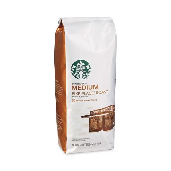 Whole Bean Coffee, Pike Place Roast, 1 lb Bag, 6PK, Starbucks, Mfr#: 12411946