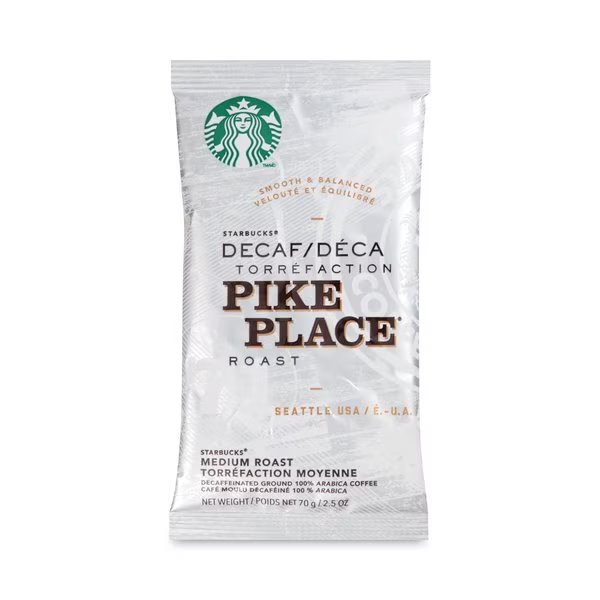 Coffee, Pike Place Decaf, 2 1/2 oz Packet, PK18, Starbucks, Mfr#: 011023061
