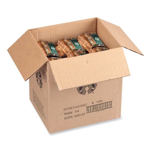 Whole Bean Coffee, Decaffeinated, Pike Place, 1 lb, Bag, 6PK, Starbucks, Mfr#: SBK12540222CT