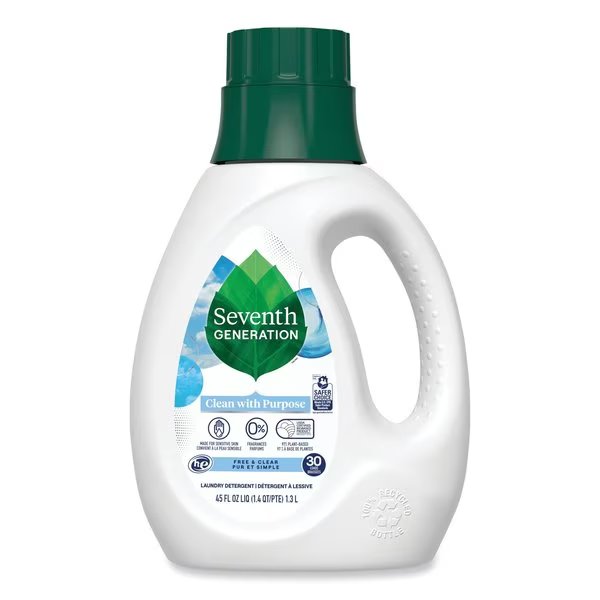 Laundry Detergent, 45 oz Bottle, Liquid, Fragrance Free, 6 PK, Seventh Generation, Mfr#: 10732913450661