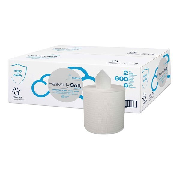 Heavenly Soft Center Pull Paper Towels, 2 Ply, 600 Sheets, 450 ft, White, 6 PK, Papernet, Mfr#: 410079