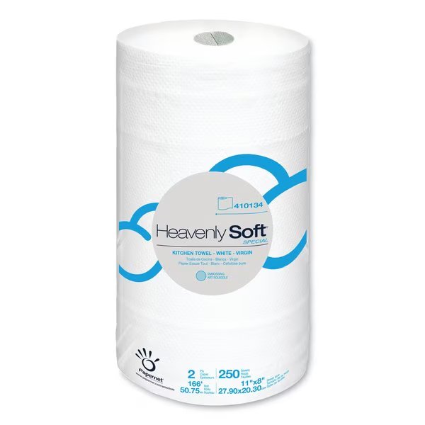 Heavenly Soft Perforated Roll Paper Towels, 2 Ply, 250 Sheets, 167 ft, White, 12 PK, Papernet, Mfr#: 410134