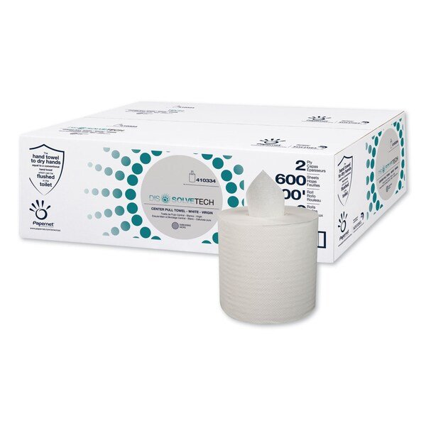 Heavenly Soft Center-Pull Towel, Dissolve Tech Micro Embossing, 1-Ply, 7.6x10, White, 3,600 Sheets, Papernet, Mfr#: 410334