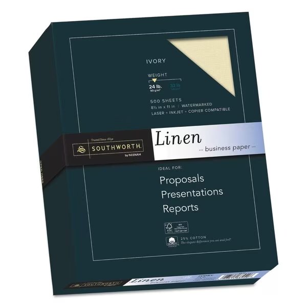 Paper, Linen, 24No, Ivory, Southworth, Mfr#: 564C