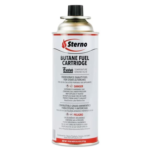 Butane Fuel Cartridge, 8 oz, PK12, Sterno, Mfr#: 50162