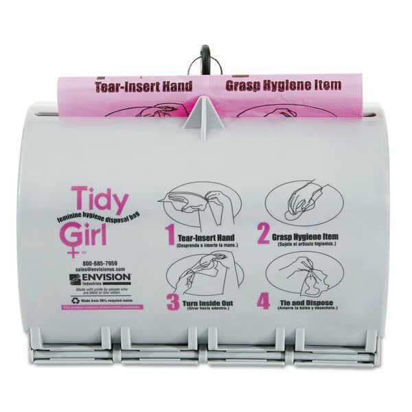 Plastic Feminine Hygiene Disposal Bag Dispenser, Gray, Tidy Girl, Mfr#: TGUDPV2