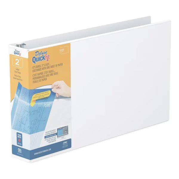 QuickFit Ledger D-Ring View Binder, 3 Rings, 2 in. Capacity, 11 x 17, White, Stride, Mfr#: 94030