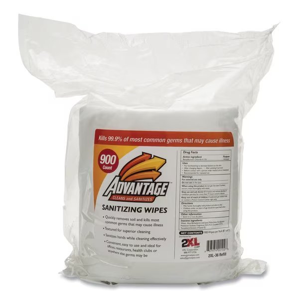 900 Wipes, 6" x 8", Unscented, 2Xl, Mfr#: TXL L36