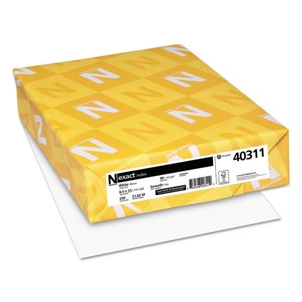 Exact Index Card Stock, 8-1/2 x 11, White, 250 Sheets, Neenah Paper, Mfr#: 40311