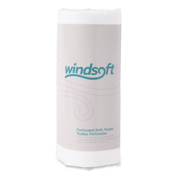 Perforated Roll Paper Towels, 2 Ply, 85 Sheets, White, 30 PK, Windsoft, Mfr#: 122085CTB